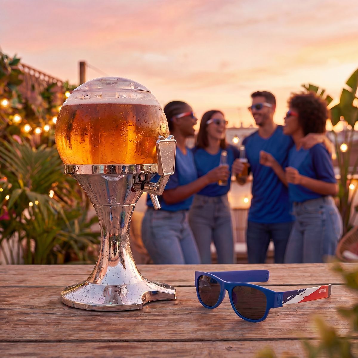 Pack Bierkühler-Spender InnovaGoods und 2 faltbare Sonnenbrillen Sunfold France - Thumbnail 2