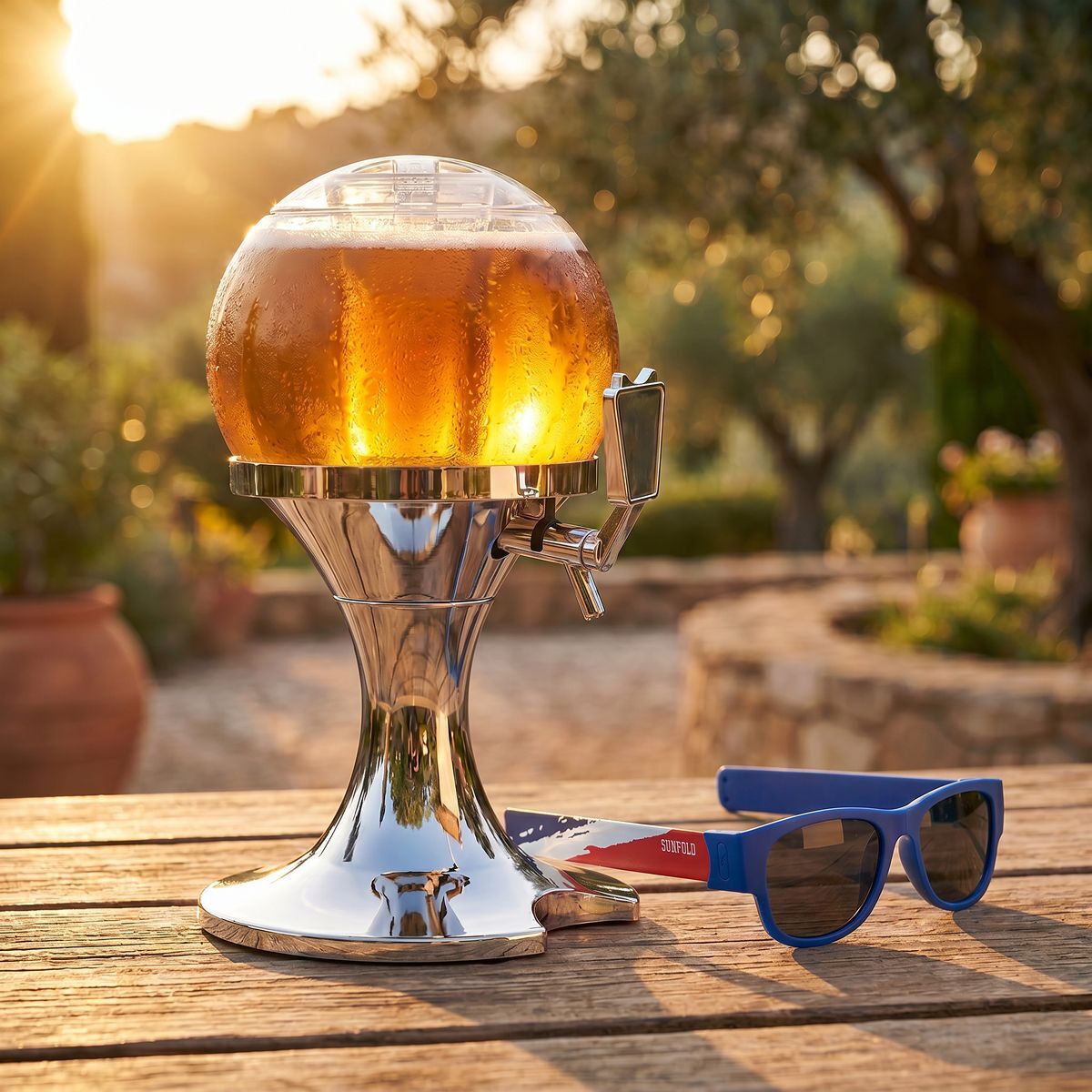 Pack Bierkühler-Spender InnovaGoods und 2 faltbare Sonnenbrillen Sunfold France - Thumbnail 3